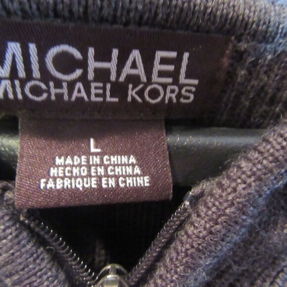 Michael by Michael Kors Wool Blend Men's Black Zip Up Hoodie Sweater - Picture 2 of 6